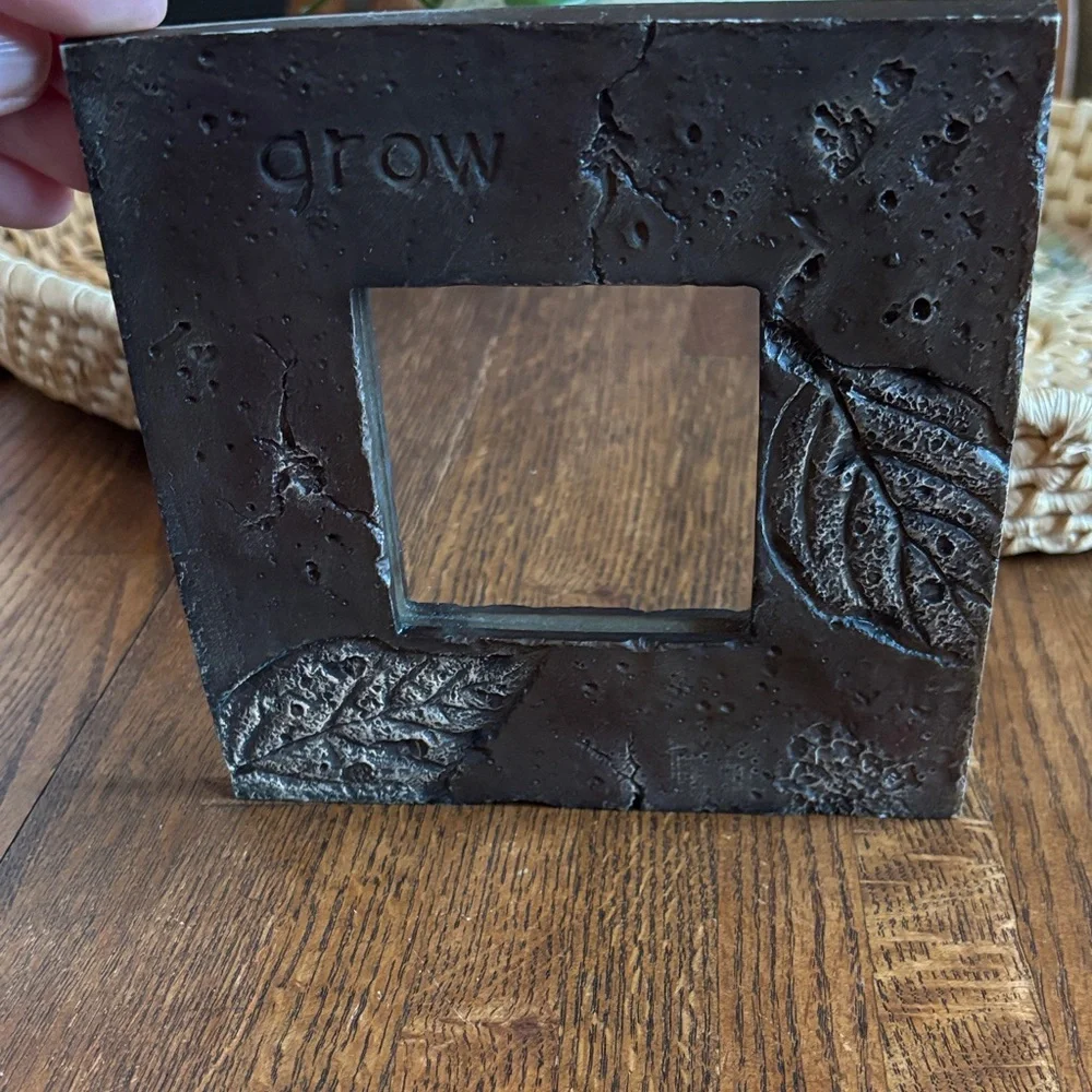 Rustic Brown Leaf GROW Design Wall Mirror 🪴